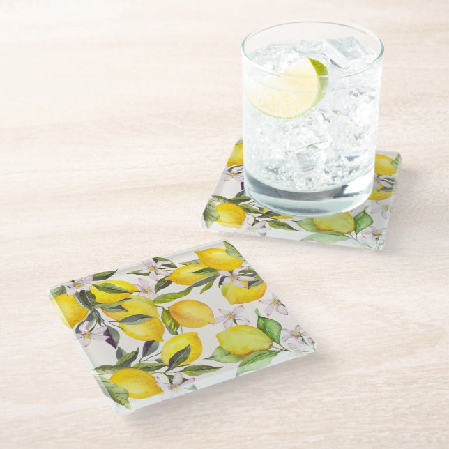 Charming Watercolor Lemon Coaster (Angled)