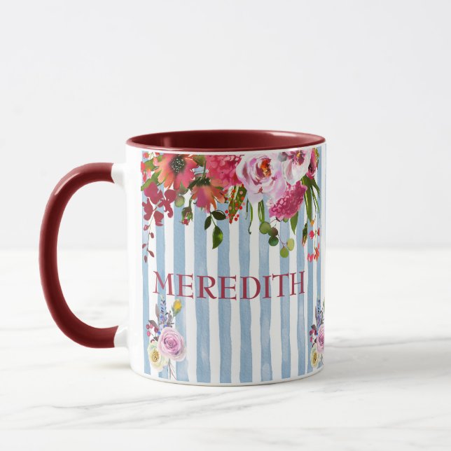 CHARMING WATERCOLOR NAME ELEGANT FLORAL MUG (Left)