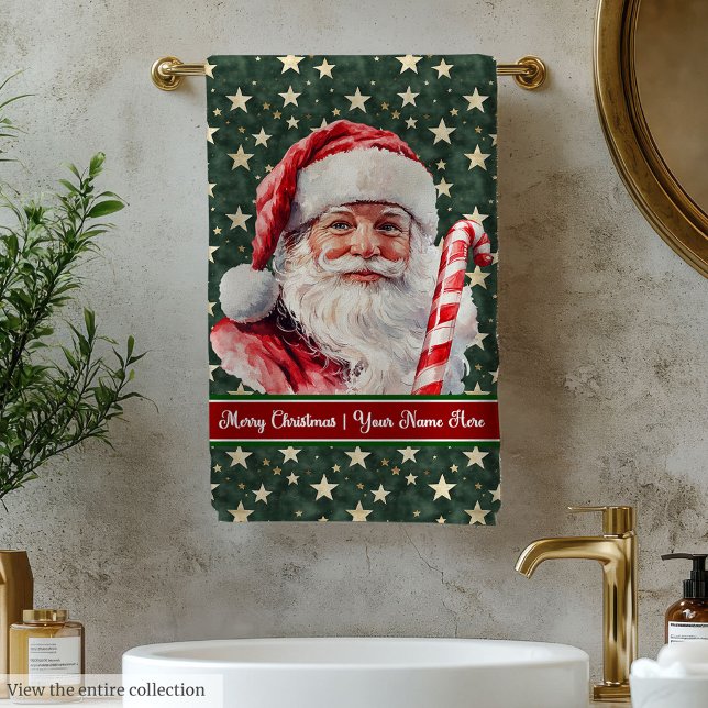 Charming Watercolor Santa Claus Bath Towel Set (Charming Watercolor Santa Claus Bath Towel Set)