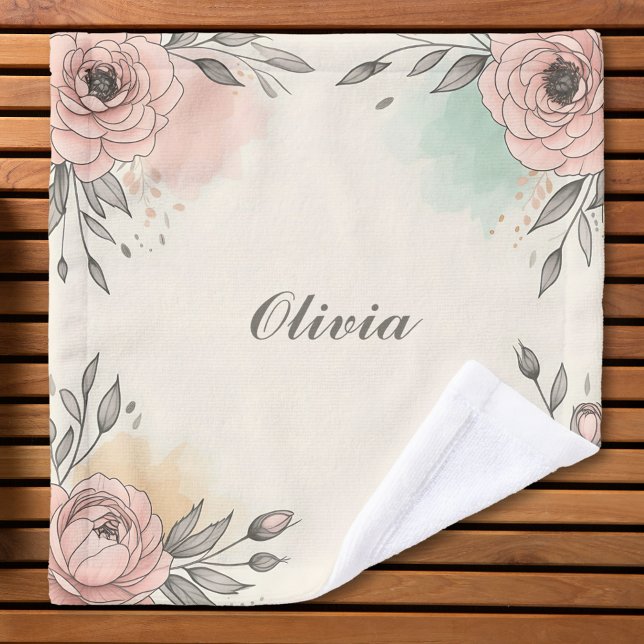 Charming Watercolor Sketchy Flowers Wash Cloth (Creator Uploaded)
