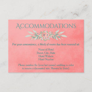 Charming Wedding Accommodations Pink Floral Enclosure Card