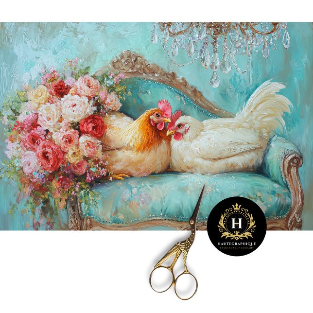 Charming Wedding Chickens Decoupage  Tissue Paper (Creator Uploaded)