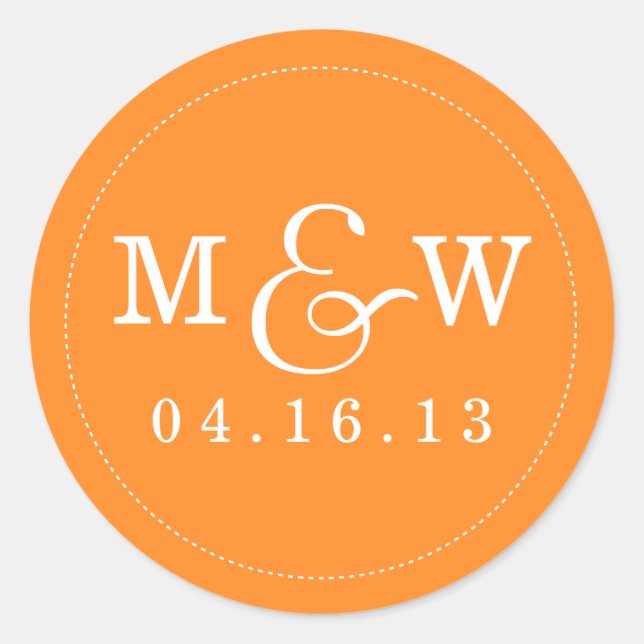 Charming Wedding Monogram Sticker - Orange (Front)