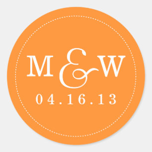 Charming Wedding Monogram Sticker - Orange