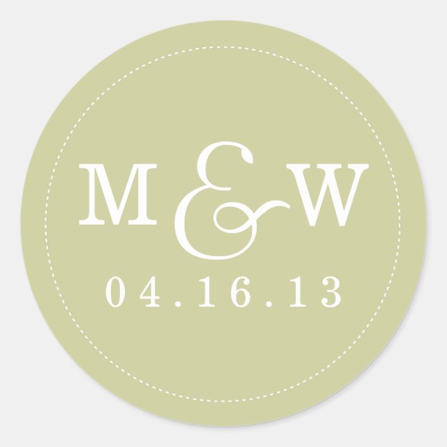Charming Wedding Monogram Sticker - Sage (Front)