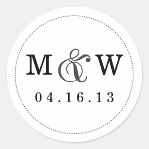 Charming Wedding Monogram Sticker - White