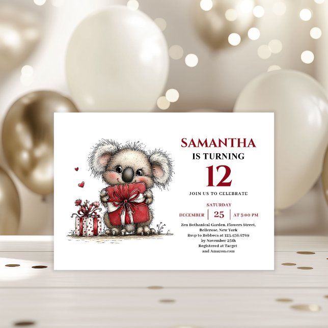 Charming whimsical koala design kids birthday invitation (Charming whimsical animals design kids birthday invitation

)