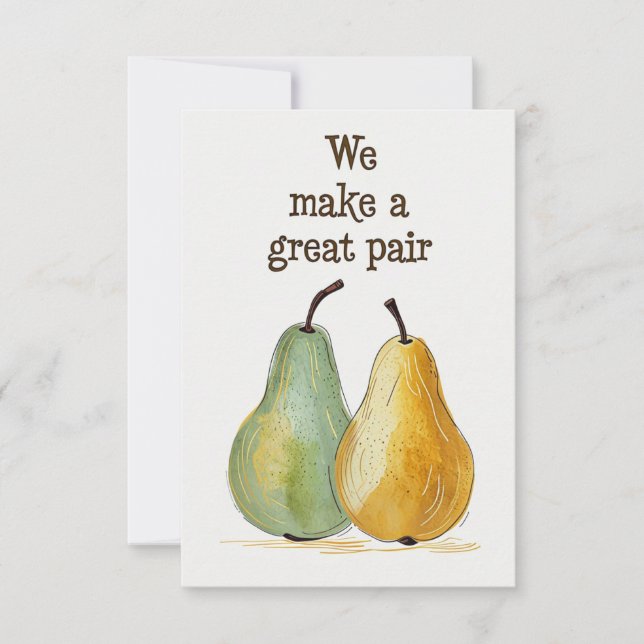 Charming Whimsical Pears Illustration for Greeting Card (Front)