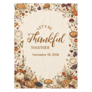 Charming Whimsical Thanksgiving Feast Tablecloth