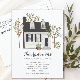 Charming White Cape House   Moving Announcement Postcard