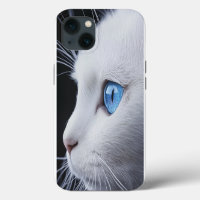 Charming White Cat with Blue Eyes – iPhone 13 Case