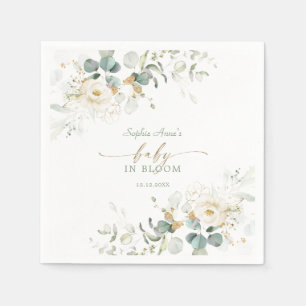 Charming White Floral Airy Leaves Baby in Bloom  Napkin