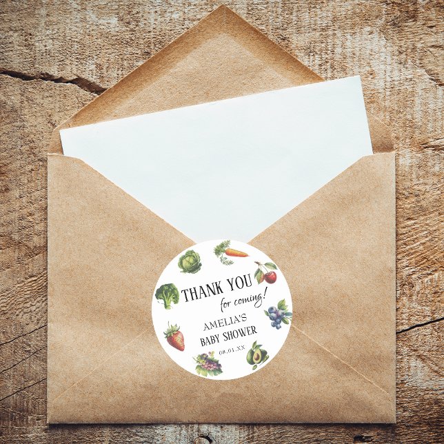 Charming White Harvest Baby Shower Thank You Classic Round Sticker (Creator Uploaded)