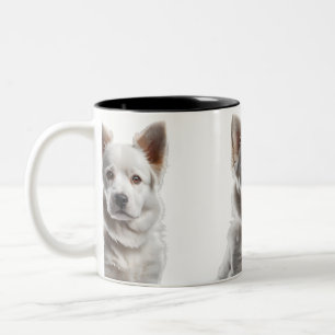 Charming White Shepherd Puppy Portrait Two-Tone Coffee Mug