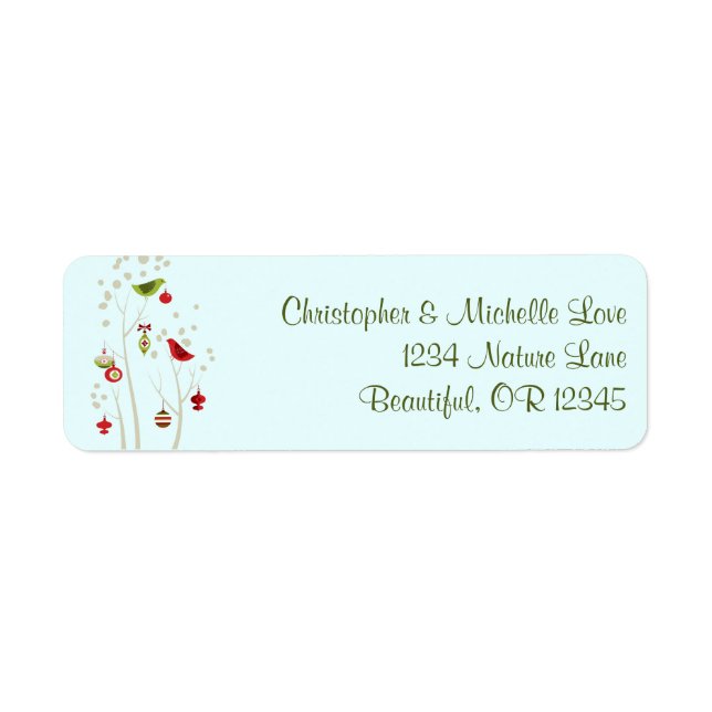Charming Winter Birds Christmas Holiday Address Return Address Label (Front)
