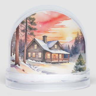 Charming Winter Cabin Snowglobe