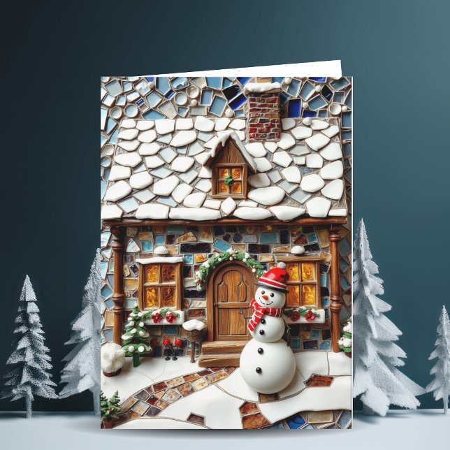 Charming Winter Mosaic Scene Christmas Card (Creator Uploaded)
