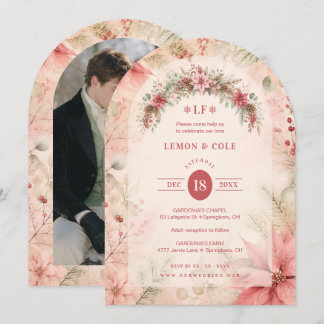 Charming Winter Photo Wedding Soft Pink TLW26 Invitation