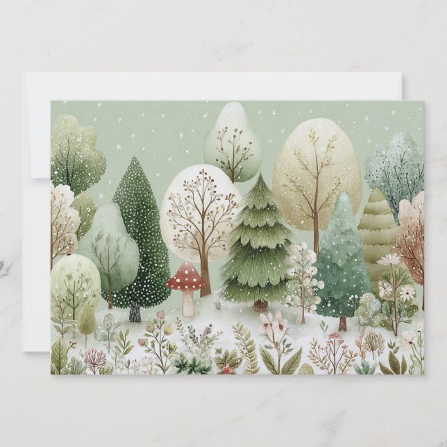 Charming winter scene Christmas Holiday Card (Front)