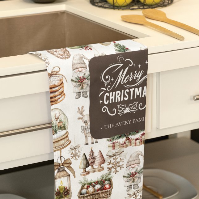 Charming Winter Scene with Bird and Gifts Tea Towel (Creator Uploaded)