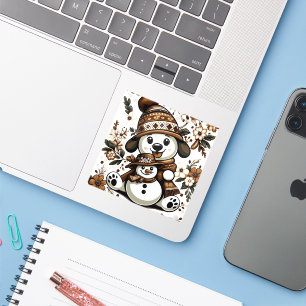 Charming Winter Scene with Dog and Snowman