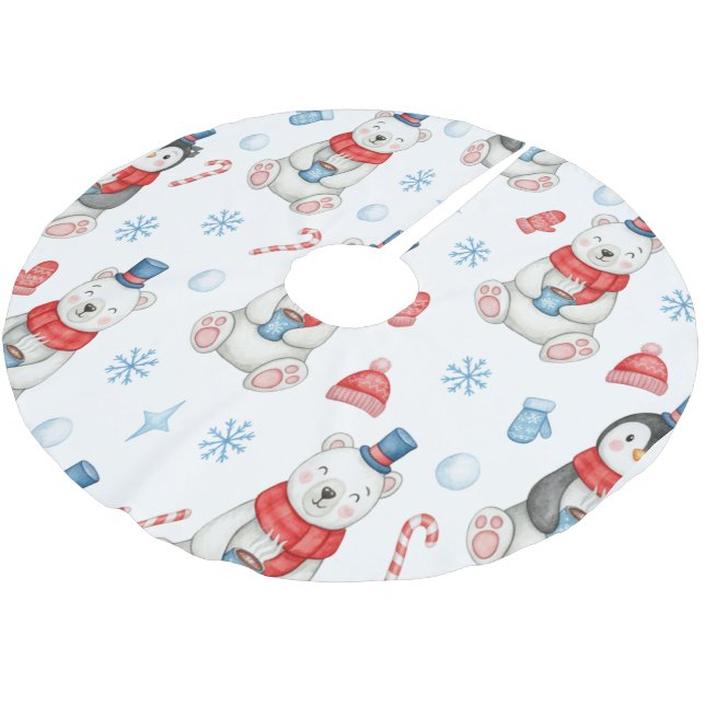 Charming Winter Wonderland Gift Collection Brushed Polyester Tree Skirt (Angled)