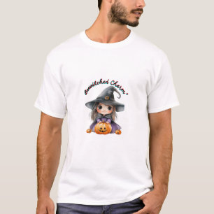 Charming Witch Girl Halloween Decor with Pumpkins T-Shirt