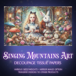 Charming Wonderland Tea Scene Crafting Decoupage Tissue Paper