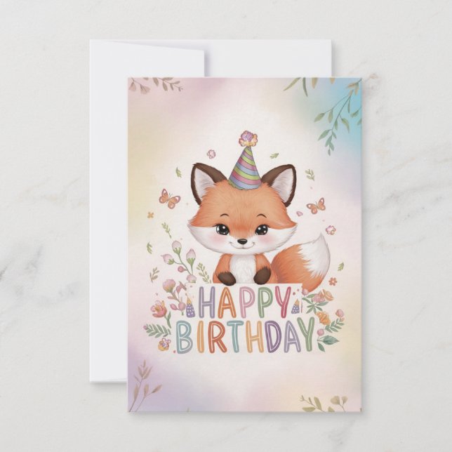 Charming Woodland Fox Birthday Card (Front)