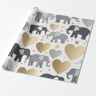 Charming wrapping paper pattern with golden hearts