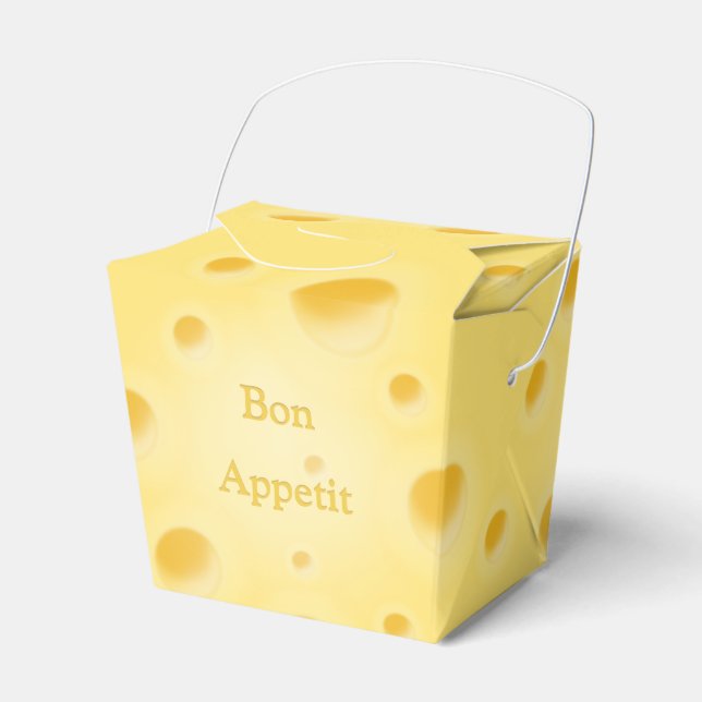 Charming Yellow Cheese With Holes Personalised Favour Box (Front Side)
