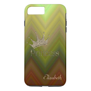 Charming Zigzag ,Tiara, Princess,Gold Glittery iPhone 8 Plus/7 Plus Case