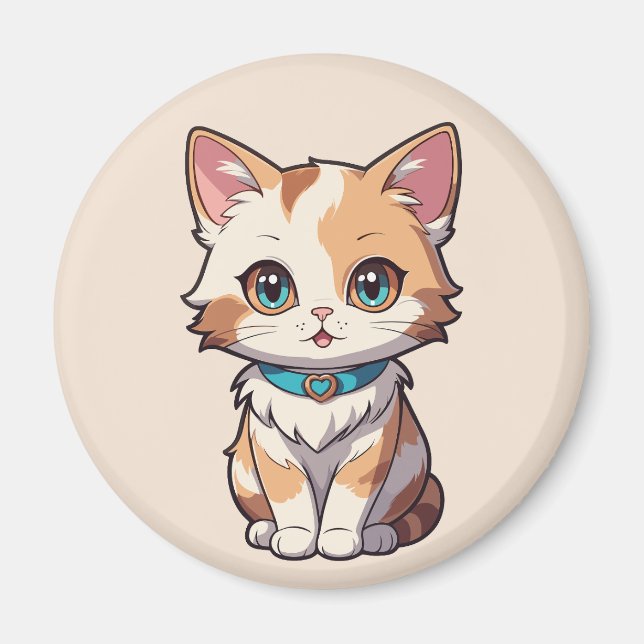 Charmingly Cute Cat Design Magnet (Front)