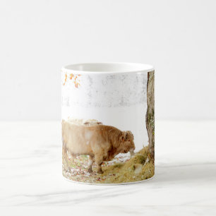 Charolais bull in the snow coffee mug