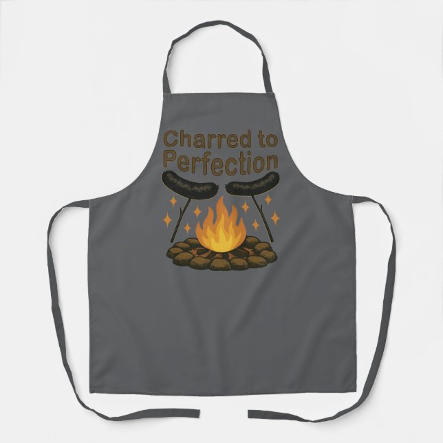 Charred to Perfection Funny Campfire Hot Dog Apron (Front)
