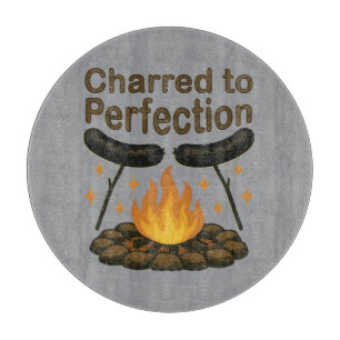Charred to Perfection Funny Campfire Hot Dog Cutting Board
