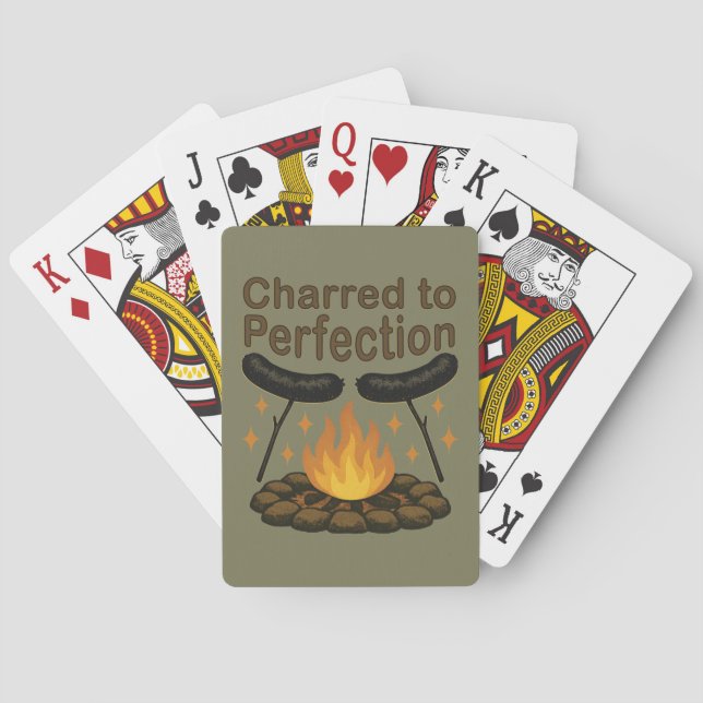Charred to Perfection Funny Campfire Hot Dog Playing Cards (Back)