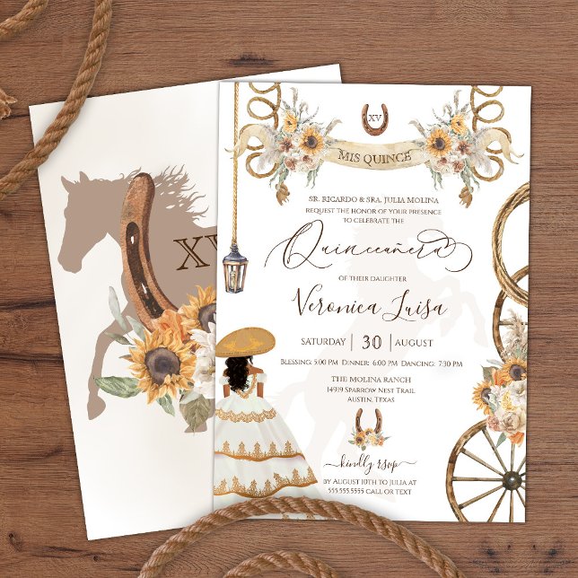 Charro Floral Boho Rustic Country Quinceanera Invitation (Creator Uploaded)