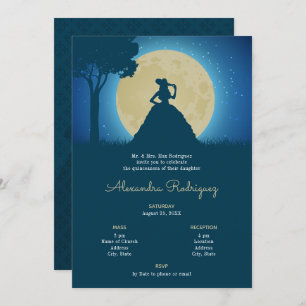 Charro Silhouette with Moon Quinceanera Invitation