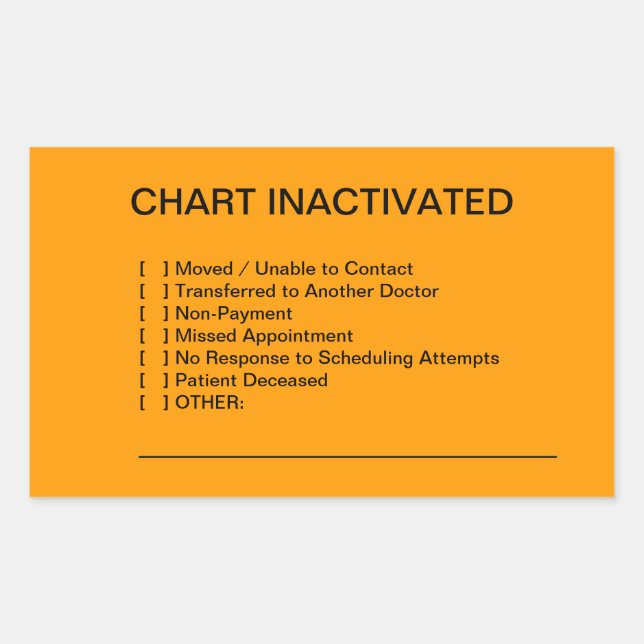 Chart Inactivated Medical Chart Labels (Orange) (Front)