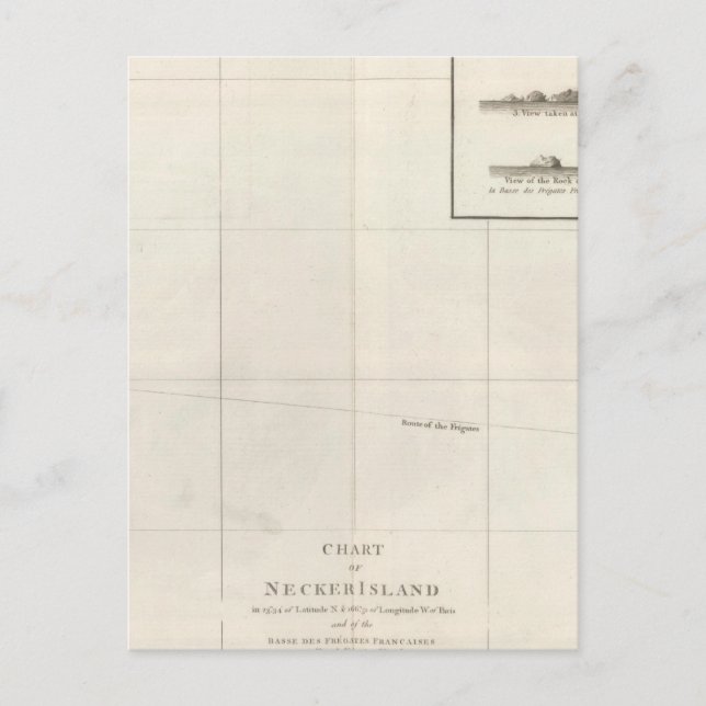 Chart of Necker Island Postcard (Front)