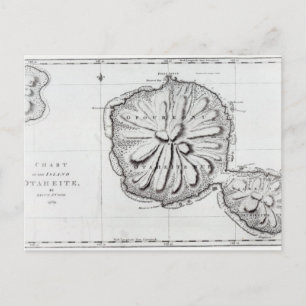 Chart of the Island Otaheite, 1769 Postcard