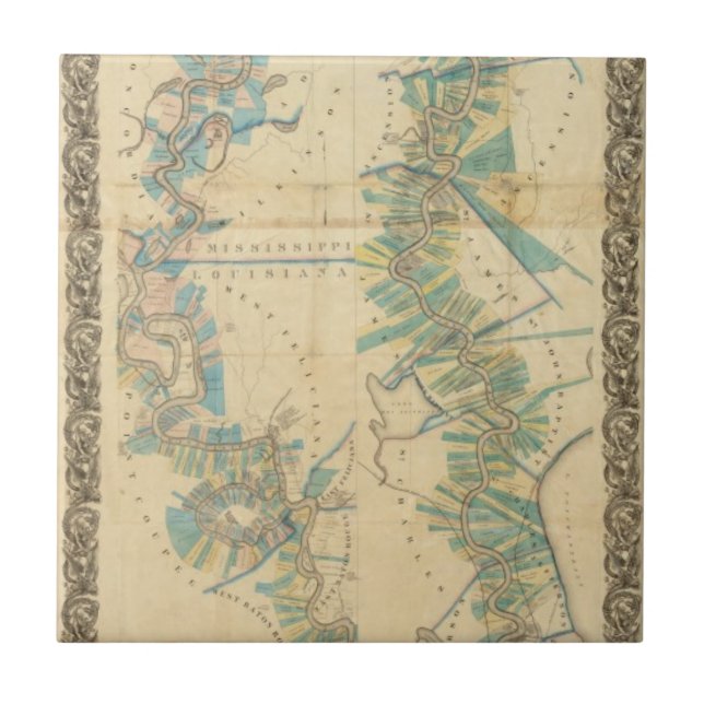 Chart of The Lower Mississippi River Ceramic Tile (Front)