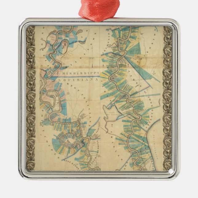 Chart of The Lower Mississippi River Metal Tree Decoration (Front)