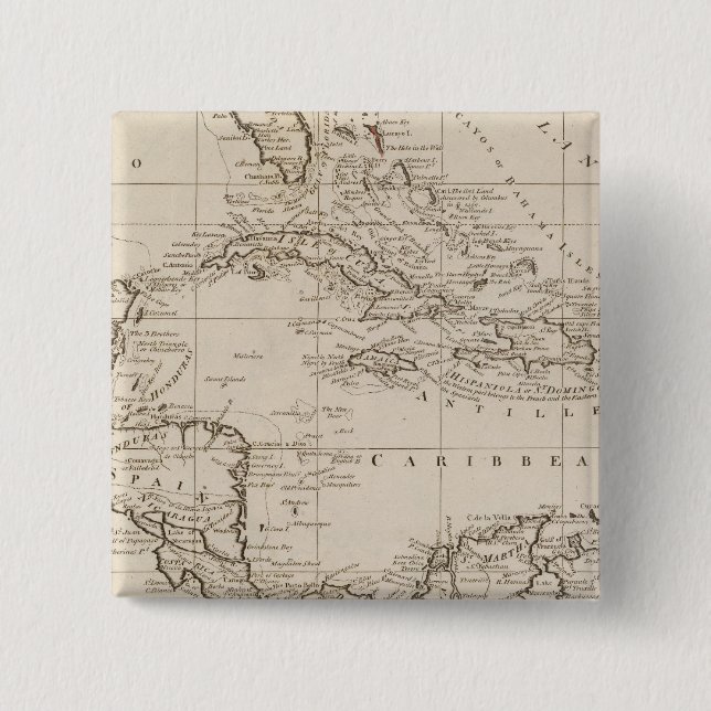 Chart of the West Indies 15 Cm Square Badge (Front)