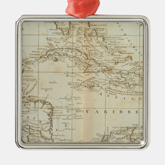 Chart of the West Indies Metal Tree Decoration (Front)