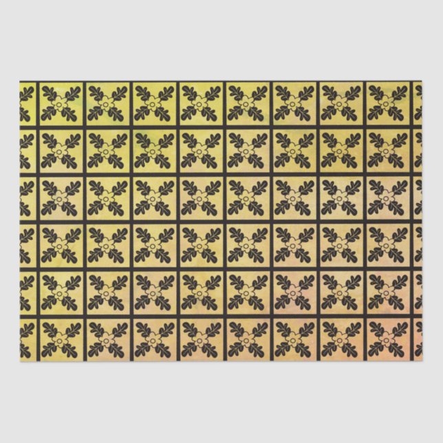 Charter Oak Quilt Woodblock Tissue Paper (Front)