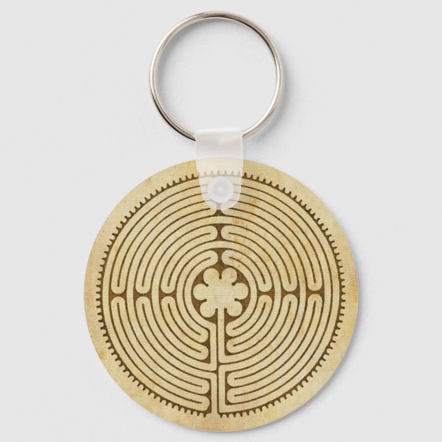 Chartres Labyrinth antique style 1 + your ideas Key Ring (Front)