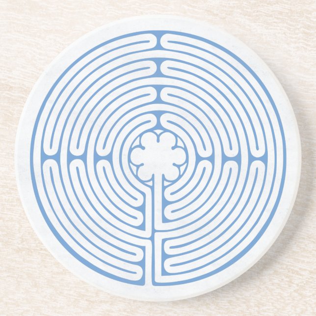 Chartres Labyrinth Blue Coaster (Front)