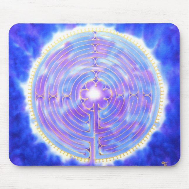 Chartres Labyrinth in Blue: A Silkandart Mouse Pad (Front)